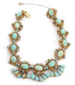Mitchel Maer for Christian Dior: a 1950's faux turquoise necklace, set with faux turquoise cabochons