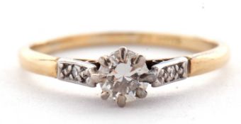 An 18ct diamond ring, the round brilliant cut diamond ring, estimated approx. 0.40cts, with a single