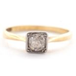 An 18ct and platinum diamond solitaire ring, the old European cut diamond, estimated approx. 0.