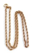 A 9ct Prince of Wales rope twist chain, with clasp stamped 9ct, 52cm long, 12.3g