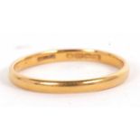 A 22ct wedding band, 2.2mm wide, Birmingham 1936, size N, 1.9g