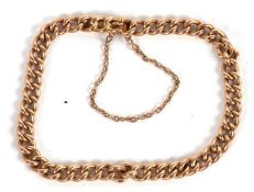 A curblink bracelet, with box clasp stamped 15c, with safety chain, 19cm long, 7.3g