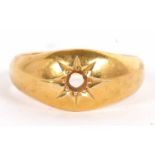 An 18ct ring, (stone missing), Chester 1912, size Q, 5.3g