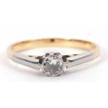 A diamond solitaire ring, the round old European cut diamond, estimated approx. 0.20cts, collet