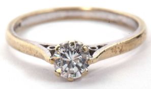 A 9ct ring, set with a white CZ, claw mounted to plain band hallmarked Birmingham 2003, size O, 2.