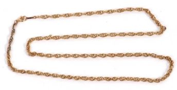 A Prince of Wales rope twist chain, with clasp indistinctly stamped 9ct, 56cm long, 11.5g