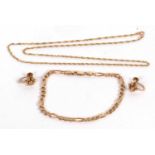 A 9ct fine rope twist chain, stamped 375 to each end, a 9ct figaro style bracelet, with Sheffield