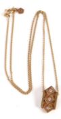 An 18ct Welsh Clogau gold diamond pendant and chain, the pendant set with three small round diamonds