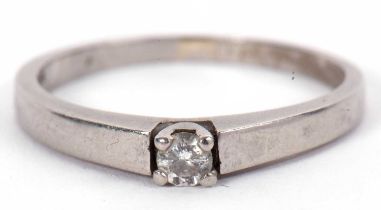 A platinum diamond solitaire ring, the round brilliant cut diamond, estimated approx. 0.10cts, in