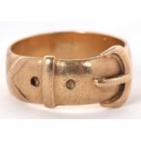 A 9ct buckle ring, the 7mm wide band modelled as a buckle, hallmarked London 1978, size Q, 5.7g