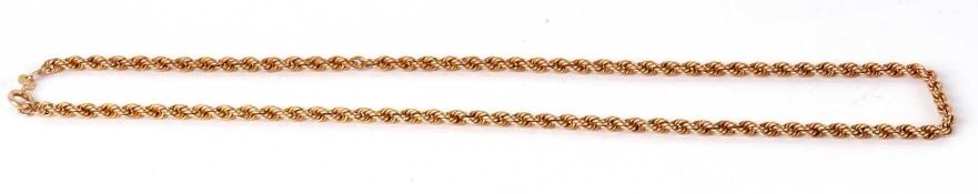 A 9ct rope twist necklace, with tag stamped 375 with London import mark, 1993, 42cm long, 4.0g