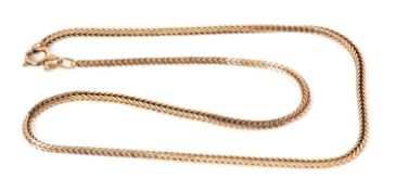 A 9ct herringbone box link necklace, with tag stamped 375 with London assay mark, 1979, 39cm long,