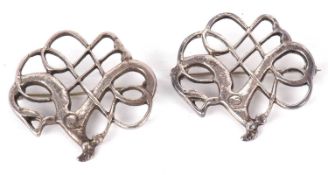 Two silver brooches by David Andersen from the 'Saga' series, stamped to reverse ' D.A STERLING