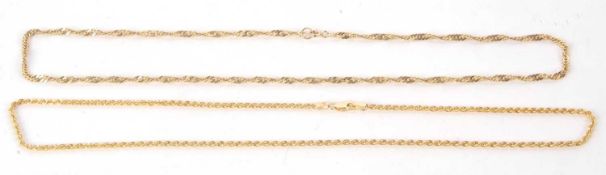 Two 9ct necklaces: a rope twist necklace, Sheffield 1995, 46cm, 6.6g, and a fancy link twist