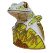 Royal Crown Derby gold stopper paperweight modelled as Skip Frog