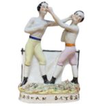 A Staffordshire figure of Heenan and Sayers, boxing group, mid/late 19th Century