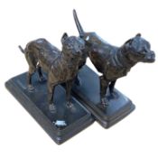 Two bronze models of dogs on rectangular bases, both signed Dubucand after Alfred Dubucand 1828-