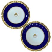 Two 19th Century Copeland plates retained by T Goode & Co, the centre with a heraldic device and a