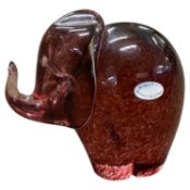 Wedgwood glass paperweight modelled as an elephant, 15cm high