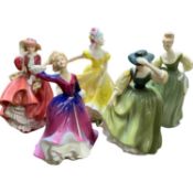 Quantity of five Doulton ladies including Melissa, Buttercup and others