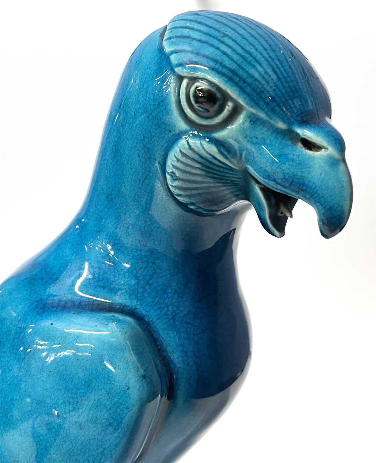 A Chinese pottery model of a hawk with turquoise glaze, 30cm high - Image 6 of 8