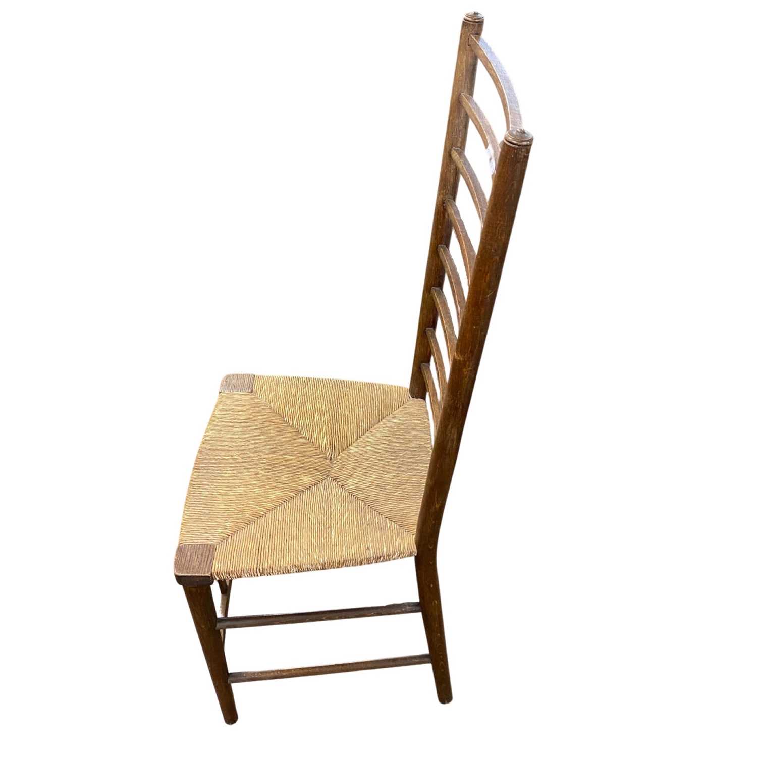 A Arts & Crafts style rush seat ladder back chair, 100cm high - Image 2 of 2