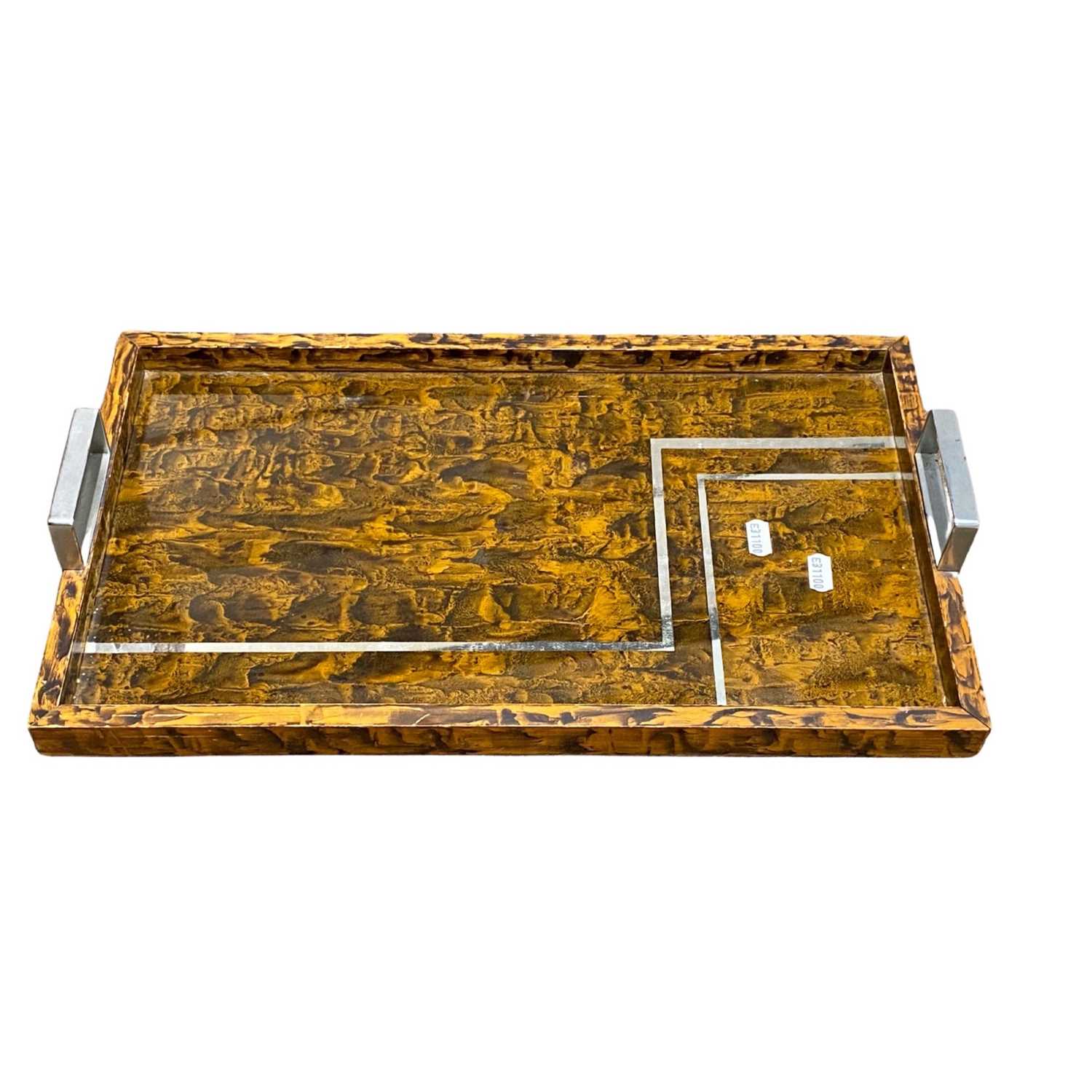 An Art Deco style serving tray with chrome finish handles, 47cm wide - Image 2 of 2