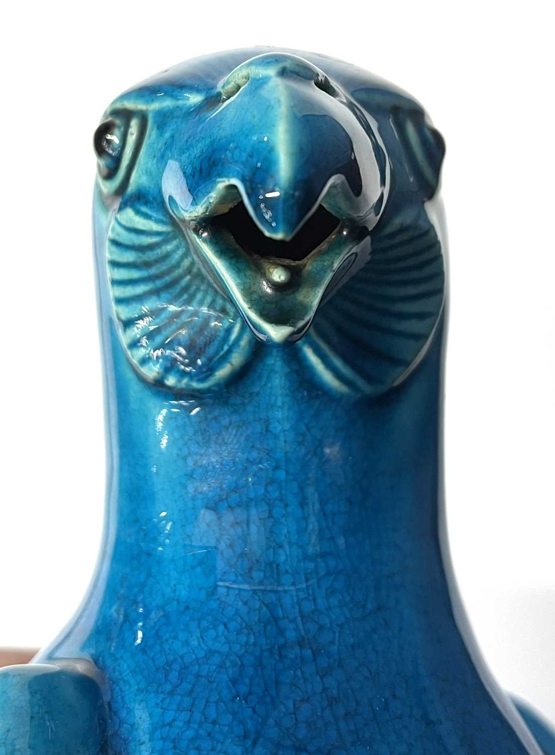 A Chinese pottery model of a hawk with turquoise glaze, 30cm high - Image 7 of 8