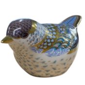 Royal Crown Derby paperweight of a Black Cap Warbler