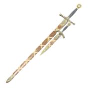 A replica of King Arthur's sword Excaliber together with a matching dagger, both in leather