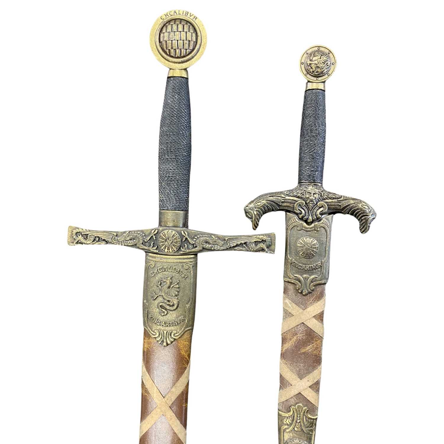 A replica of King Arthur's sword Excaliber together with a matching dagger, both in leather - Image 2 of 3