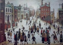 After Laurence Stephen Lowry RBA RA (British 1887-1976) A Village Square, offset lithograph,