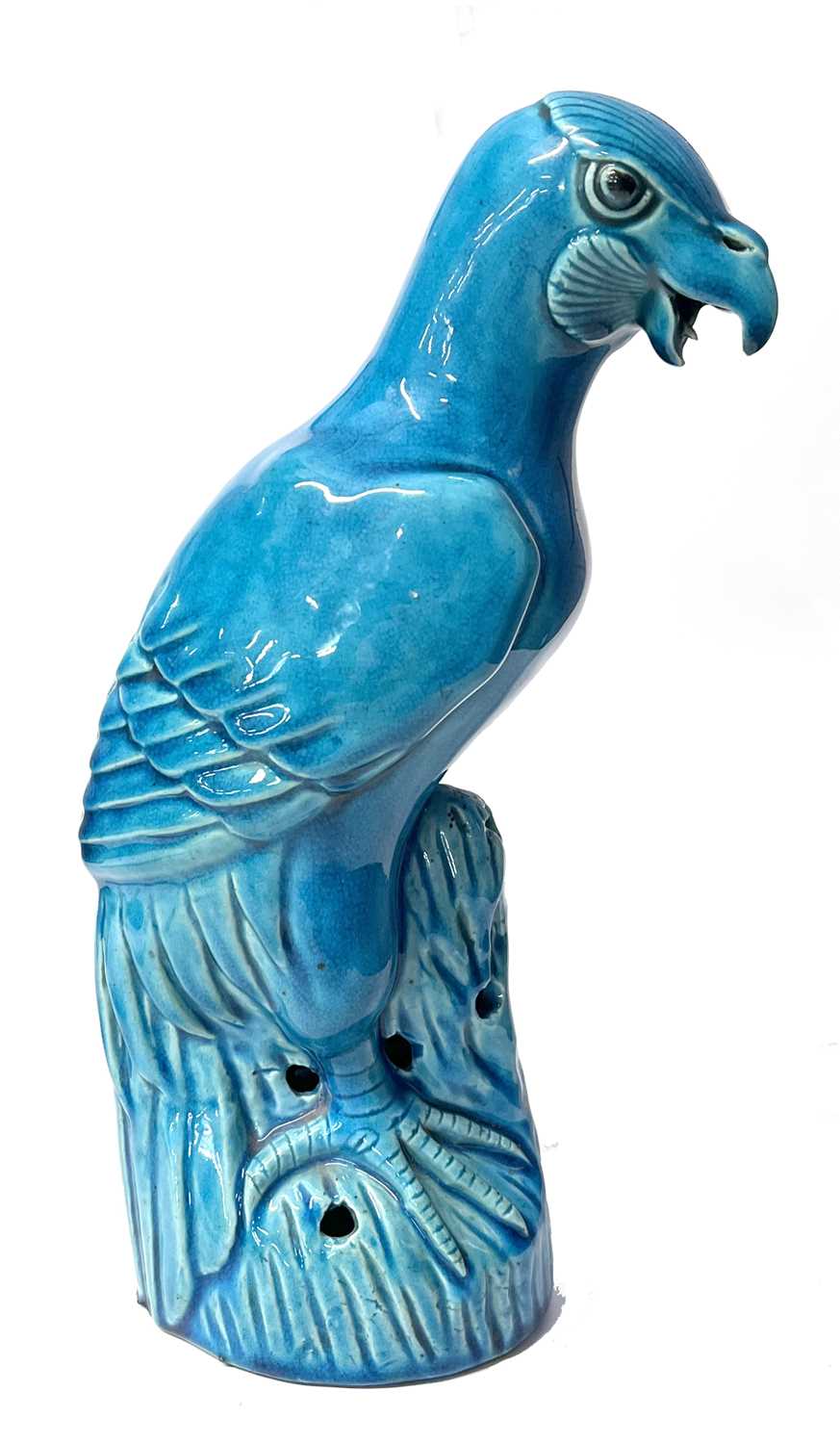 A Chinese pottery model of a hawk with turquoise glaze, 30cm high - Image 2 of 8