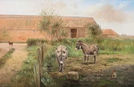 John Edward Mace (British, 20th century), a farmyard animals scene, oil on board, signed,
