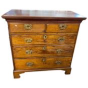 Georgian mahogany chest of two short over three long drawers fitted with elaborate swan neck handles