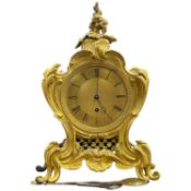 Widenham, London, a 19th Century gilt metal mantel clock with 10cm circular dial with Roman numerals