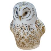 Royal Crown Derby paperweight of winter owlet in original box