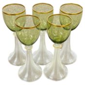 5 Venetian Style Wine Glasses