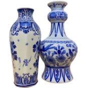 Two delft vases, one decorated in Chinese style