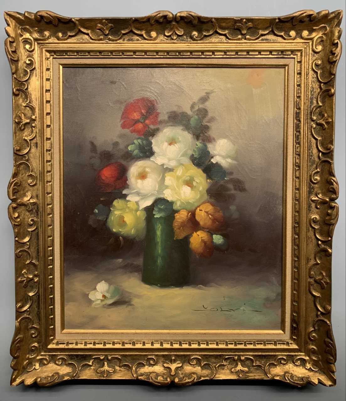 Ramon Simarro Oltra (Valencian, c.1822-1855), "Flowers", oil on canvas, signed, 21x18ins, gilt