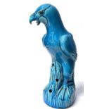 A Chinese pottery model of a hawk with turquoise glaze, 30cm high