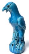 A Chinese pottery model of a hawk with turquoise glaze, 30cm high