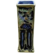 A Royal Doulton slip cast square section vase with tube lined Art Deco designs, 22cm high