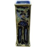 A Royal Doulton slip cast square section vase with tube lined Art Deco designs, 22cm high