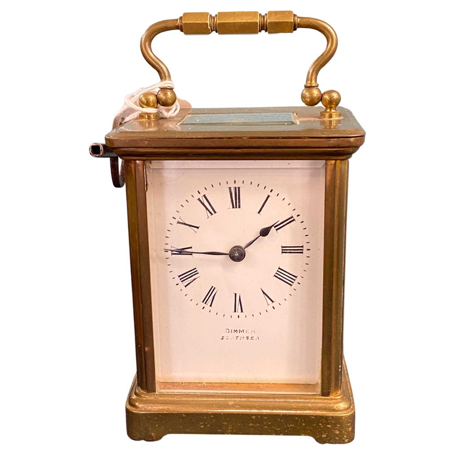 A brass cased carriage clock, Dimmer, Southsea - Image 2 of 3