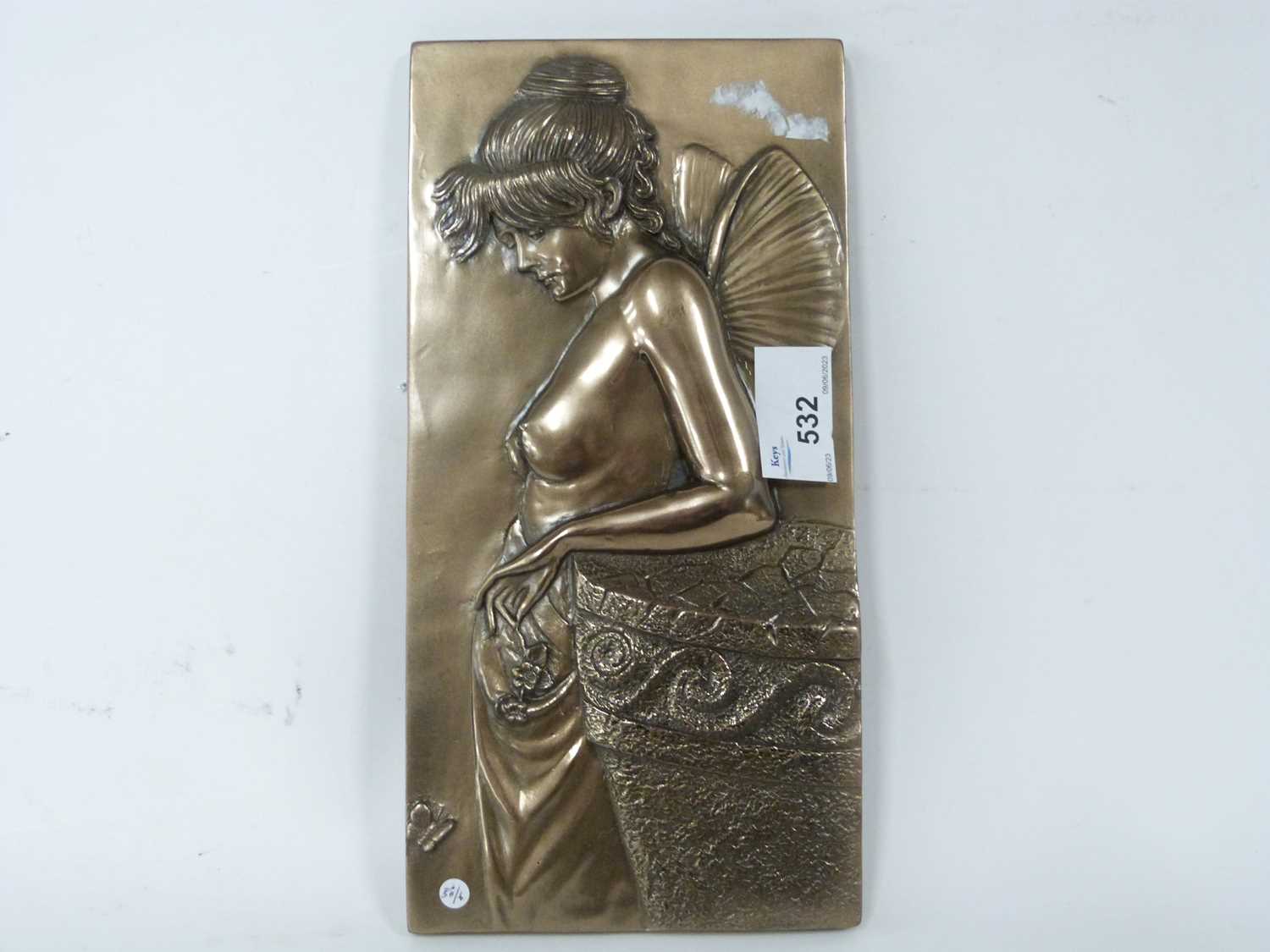 Art Nouveau style metal plaque, 25cm high - Image 3 of 3