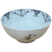 A Lowestoft porcelain bowl with black pencilled and gilt floral decoration