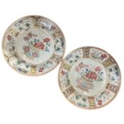 Pair of 18th Century Chinese porcelain famille rose plates, 23cm diameter