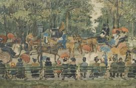 After Maurice Prendergast (American, 1858-1924), Central Park, chromolithograph, dated 1901,