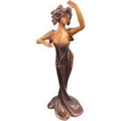 A metal figure of an Art Nouveau lady, 40cm high